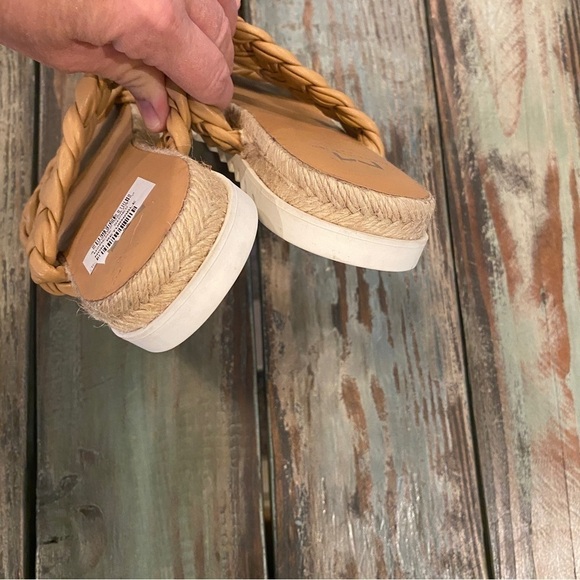 Marc Fisher Jaimee Sandals Slides Flat Espadrilles Braided Leather Tan Size 6 - Picture 5 of 9